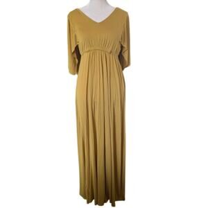 Isla Maude Butter Yellow Flowy Cap Sleeve Maxi Dress XS
